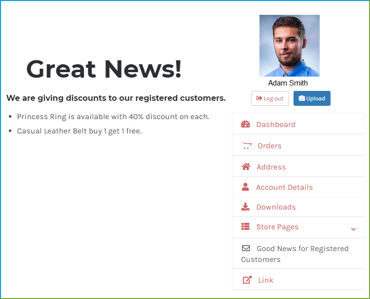 WooCommerce benutzerdefinierte Kontoseite - Layouts2